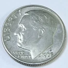 1968-D BRILLIANT UNCIRCULATED ROOSEVELT DIME AU CONDITION #7017