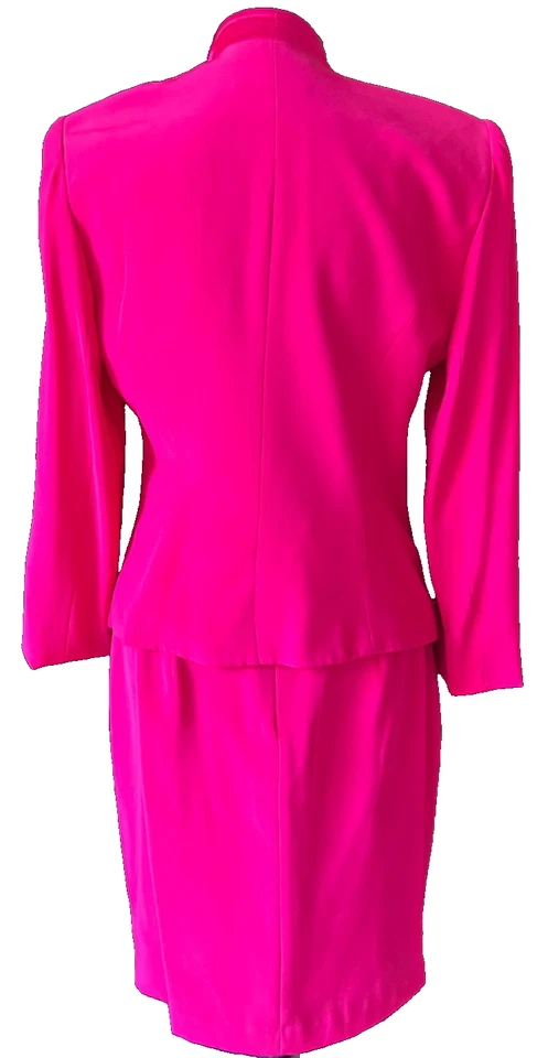 Traje de mujer Paris Chic Y2K rosa fucsia chaqueta y falda talla 10 Foto 4 de 4