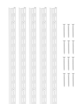 VEVOR 5 Pack Shelf Track 60-inch Adjustable Steel Wall Mounted Shelf Pilaster