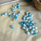 Lot of 46 Vintage Blue & White Glass Marbles Opaque Swirl Milk Glass Style