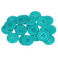 50pcs 40L Sewing Buttons 1" Resin Round Flat 4-Hole Craft Buttons, Blue