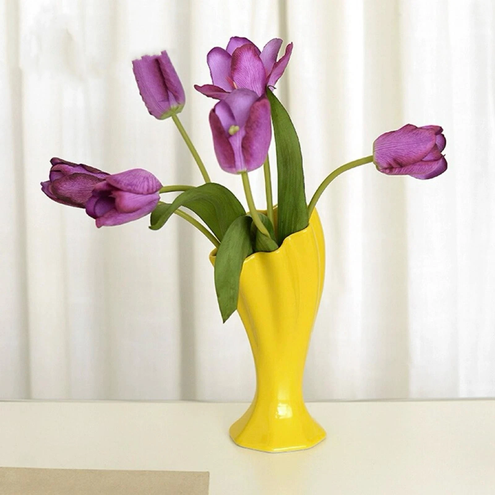 Ceramic Flower Vase Table Centerpiece Elegant Modern Simple Tabletop Ornament