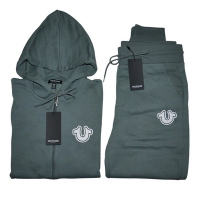 True Religion 2 Piece Sweatsuit Men's Size L Fleece Tracksuit Outfit Gift Set