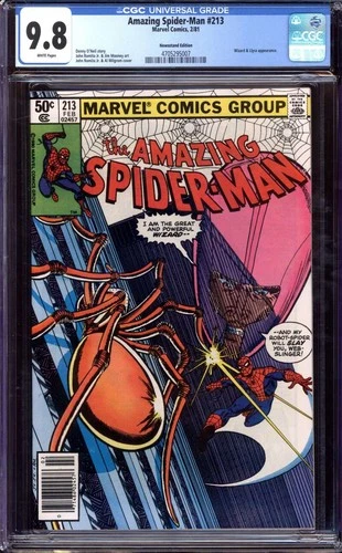 AMAZING SPIDER-MAN #213 CGC 9.8 WHITE PAGES // NEWSSTAND MARVEL 1981