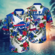 Buffalo Football Team Billss Hawaiian Button Down Shirt Unisex Adults S-5XL