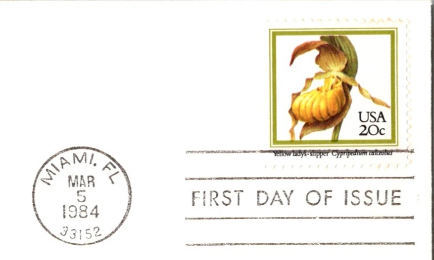 USPS Scott 2077 FDC Orchid Flower Yellow Lady Slipper Readers Digest c1984 - Image 3 of 4