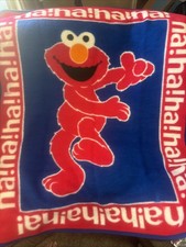Owen 1990  s Fuzzy Warm Blanket Sesame Street Tickle Me Elmo HA HA Fleece 59x45