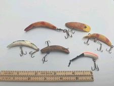 Vintage Lazy Ike Fishing Lure Lot Of 6 Six Including 1 Wooden Great Assortment