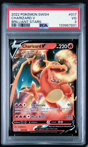 New Listing2022 Pokemon Sword & Shield Brilliant Stars 017 Charizard V - PSA 3 VG