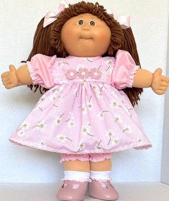 Cabbage Patch Puppenkleidung rosa Blumen Kleid Höschen Haarspange Schleifen