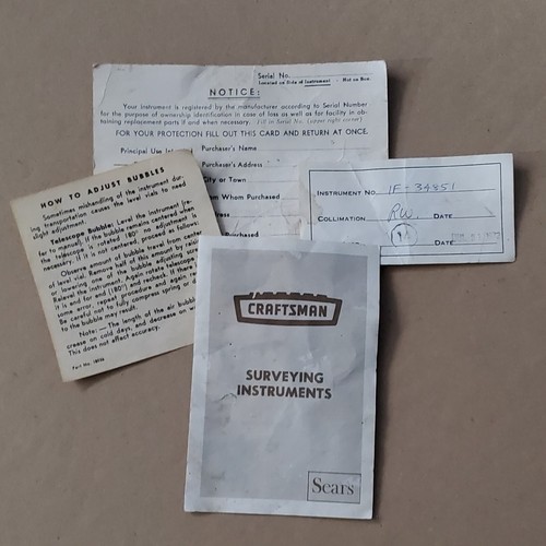 Topógrafos de colección tránsito en caja con plomada y papeles Sears Roebuck 789.46101 - Imagen 6 de 6