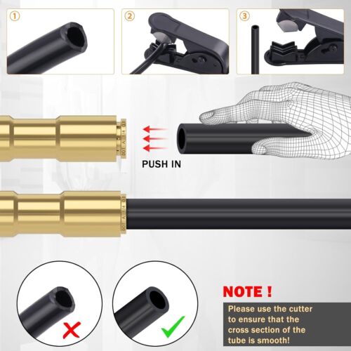 6 PCS 1/4 Brass DOT Air Line Fitting Straight Union Quick Connect Fittings 1/4 - Picture 6 of 11