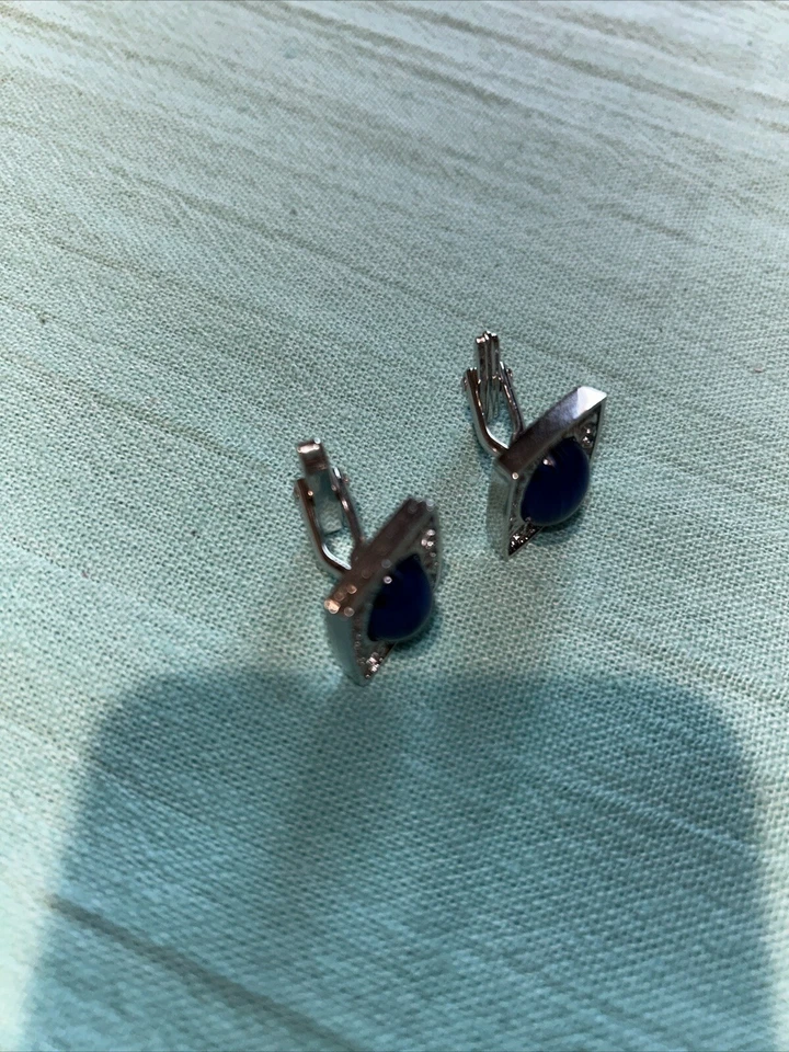 Gemelos vintage de zafiro estrella azul plateado Foto 2 de 4