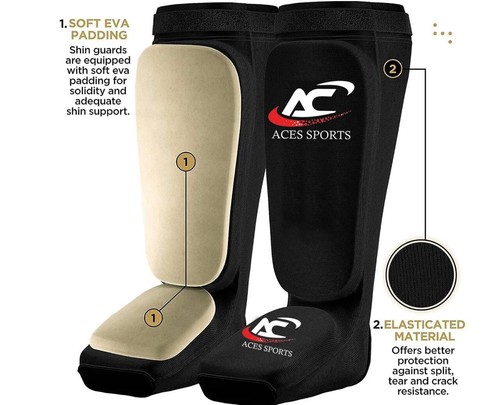 Boxing Shin Instep Pads Kids/Adults MMA Muay Thai Kickboxing Leg Foot Guards - Picture 5 of 7