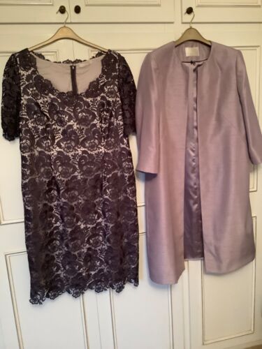 Jacques Vert Size 20 Purple Dress And Long Jacket Outfit Wedding/Occasion - Picture 2 of 8