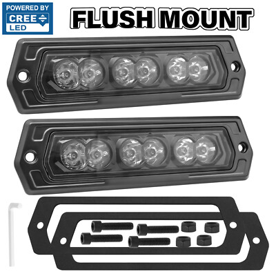 2X 8'' 120W Flush Mount Cree LED Work Light Bar Spot Pods Driving Reverse OffRoad