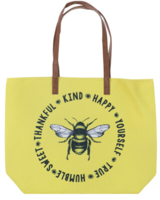 Bee Summer Tote Shoulder Bag 21x6x16  XL Faux Leather Ships FAST!