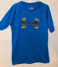 Under Armour Fitted Youth Small Tee Sleeve T-shirt Top performance athletic Blue