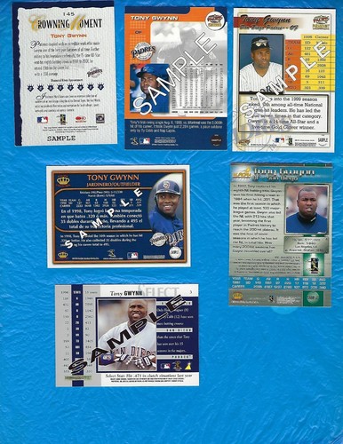 TONY GWYNN 10 CARD PROMO SAMPLE LOT SELECT AURORA OMEGA DIAMOND KINGS PADRES HOF - Picture 2 of 4