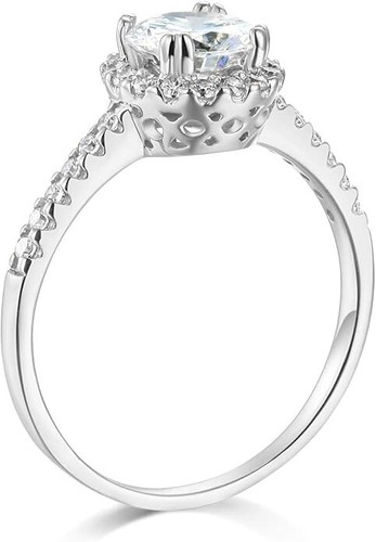 1.85 Ct Round Cut Halo Engagement Wedding Promise Ring Solid 14K White Gold - Picture 2 of 3