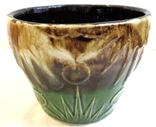 ROBINSON RANSBOTTOM~ROSEVILLE~ DRIP BROWN / GREEN ~SUN AND MOON PLANTER~4 7/8"#3
