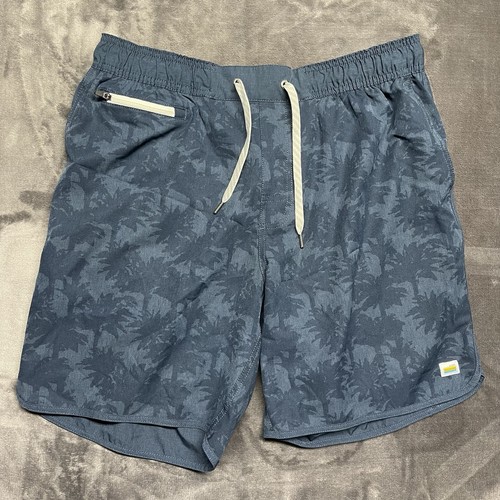 Vuori Blue Men's Swim Trunks Swim Shorts Size Large Palm Print