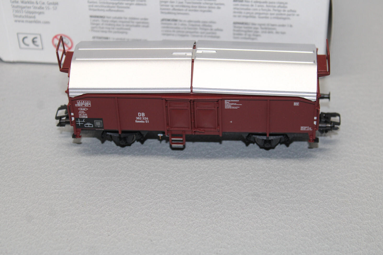 Märklin 00765-04 2-Axle Sliding Roof Vehicle Kmmks51 DB H0 Scale Original Packaging