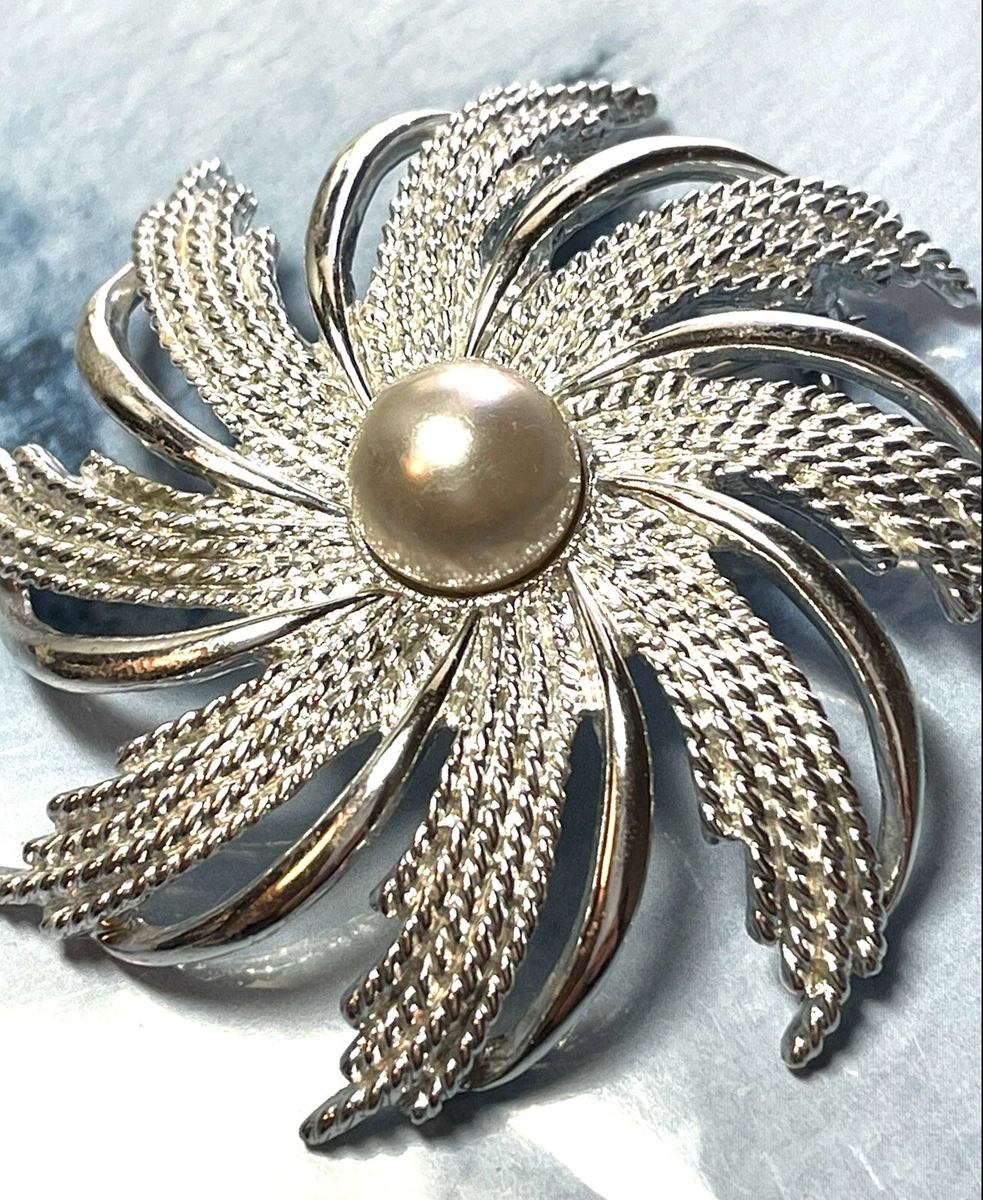 Cultured Pearl Georgian Style Brooch 925 Silver Handmade Luxury Auction  Jewelry