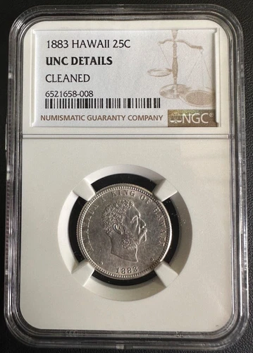 1883 Kingdom of Hawaii Quarter Dollar Hawaiian Kalakaua I, NGC Uncirculated