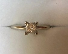 Solitaire .60 Carat Princess Cut Diamond Engagement Ring 14k White Gold SI E