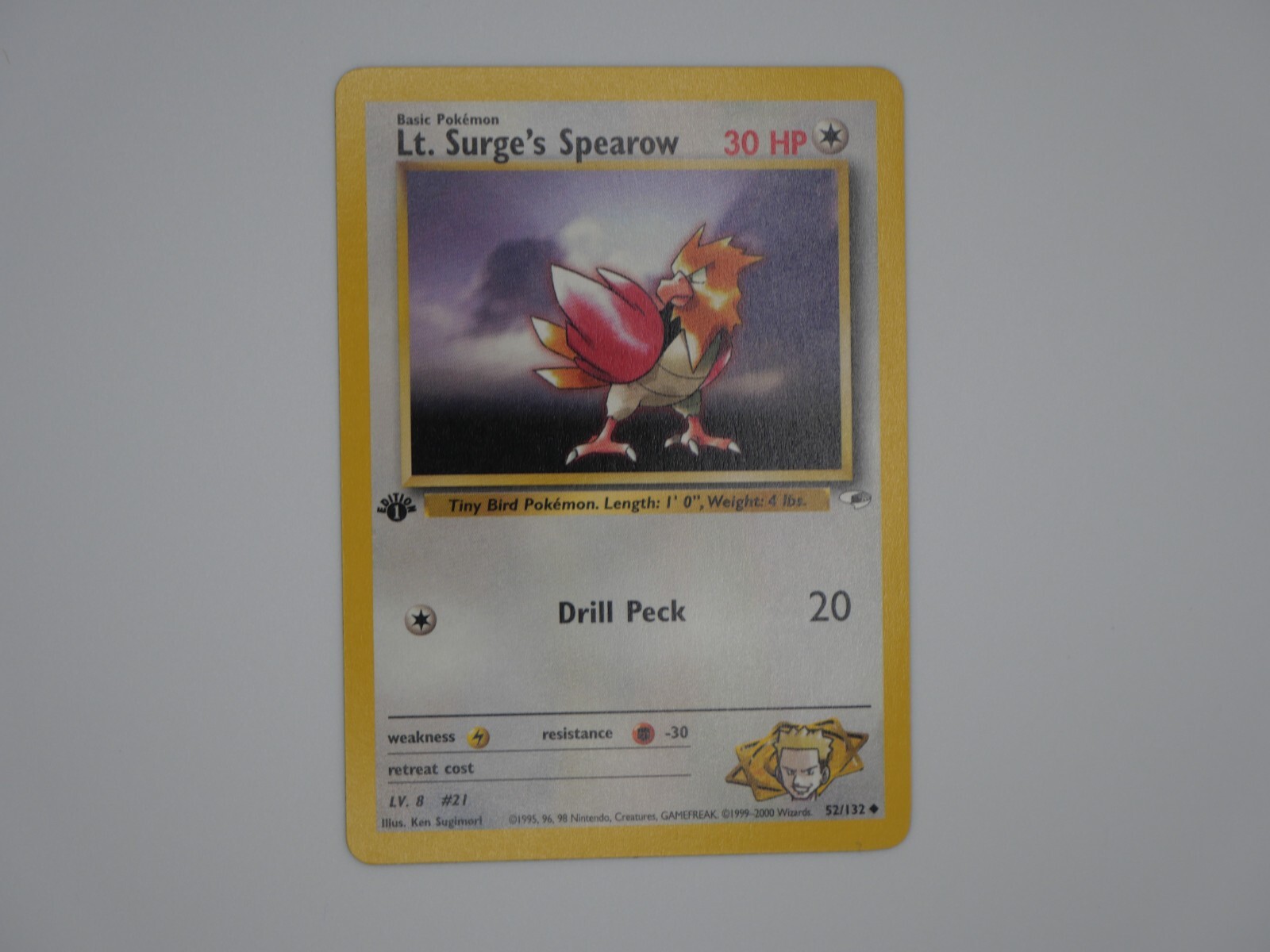 2000 Pokemon Gym Heroes 1st Edition Lt. Surge's Spearow #52/132 MINT