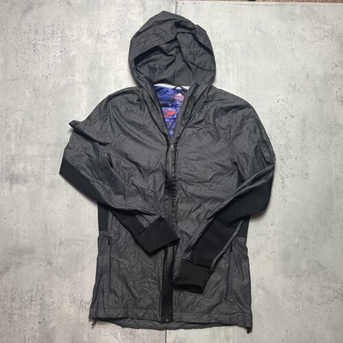 adidas Own the Run Womens Sz S Grey Hooded Running Lightweight Windbreaker MINT