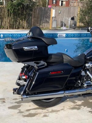 ハーレーflhショベル用トランク FLH80 トップケース 青M ハーレー 純正 中古 ショベル エレクトラ