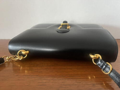 XLT Auténtico HERMES Caja Negra Cuero 25cm Sandrine Convertible Correa de Hombro GHW - Imagen 13 de 20