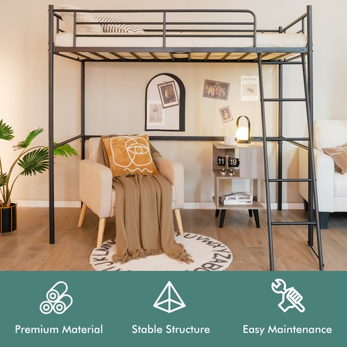 Giantex Loft Bed Frame Heavy-duty Metal Bed Frame Single Size for Teen & Adult - Picture 7 of 11