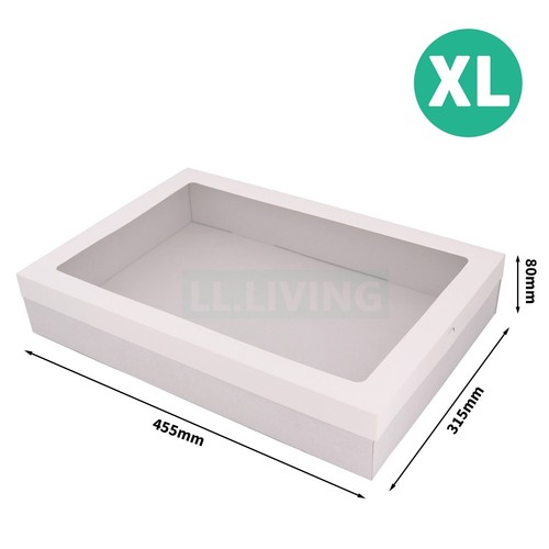 Catering Grazing Boxes Tray w/Windows Disposable Takeaway Paper Cake Boxes White - Picture 10 of 11