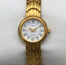 Armitron Watch Women 19mm Gold Tone White Dial New Battery 6.25"