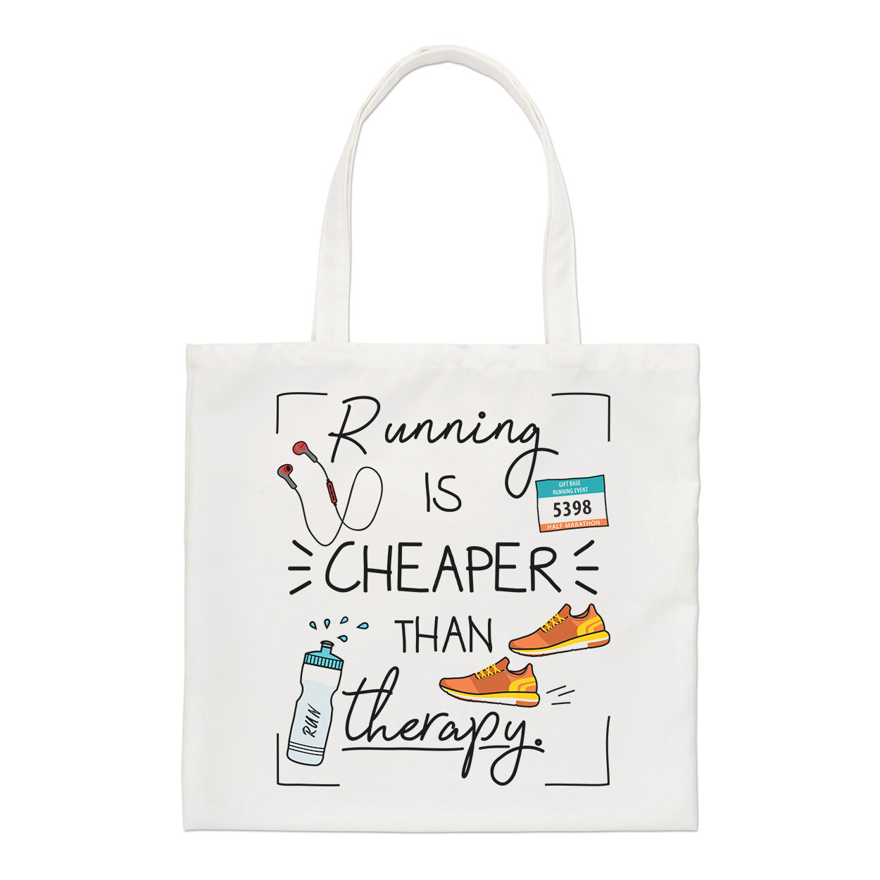 Running Is Cheaper Than Therapy Regular Tote Bag Joke Exercise Marathon Shopper