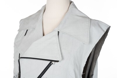 CHRISTIAN DADA Gray Plaid Sleeveless Asymmetric Jacket Double Breasted S