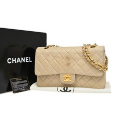CHANEL Matelasse 25 Double Flap Chain Shoulder Bag Leather BE Vintage 373RF341