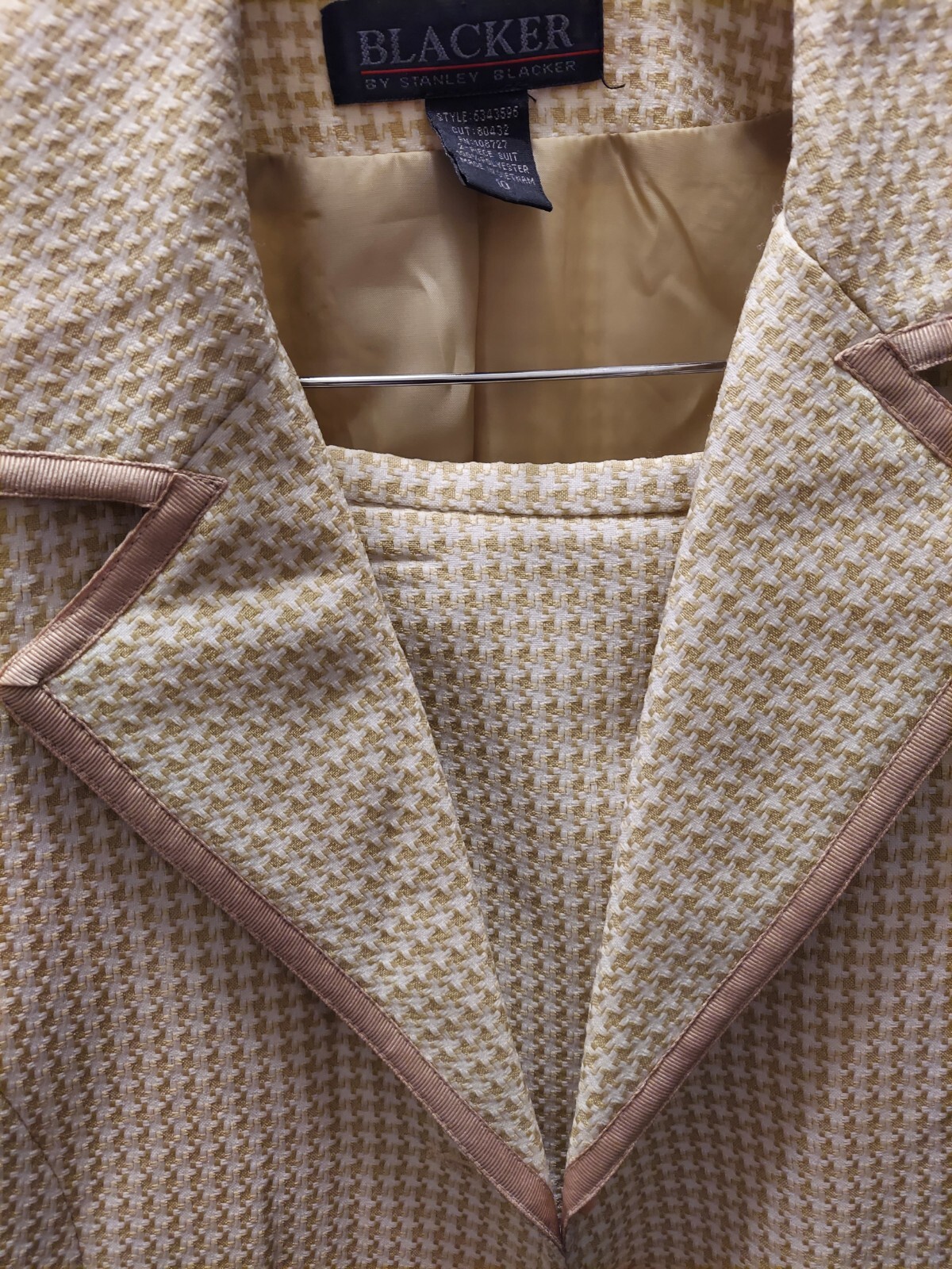 Blacker By Stanley Blacker Beige Houndstooth 2 Pi… - image 5