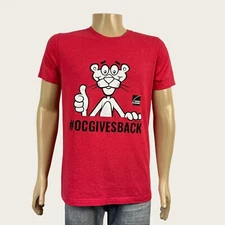 Owens Corning Team OC Gives Back Men's LARGE Heather Red Pink Panther T-shirt