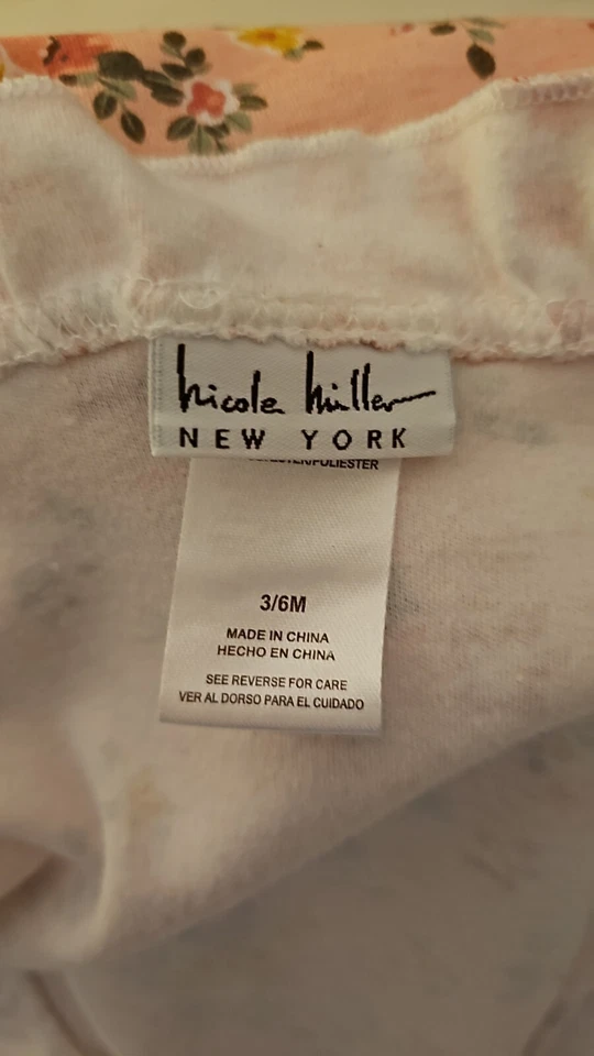 Nicole Miller Floral Rosa Coral Volantes Bebé Manta Recepción 3/6m Caprichoso 33x36 Foto 3 de 4