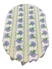 French Provencal Coated Cotton Tablecloth Lavender Bouquet Ecru - France 59X79