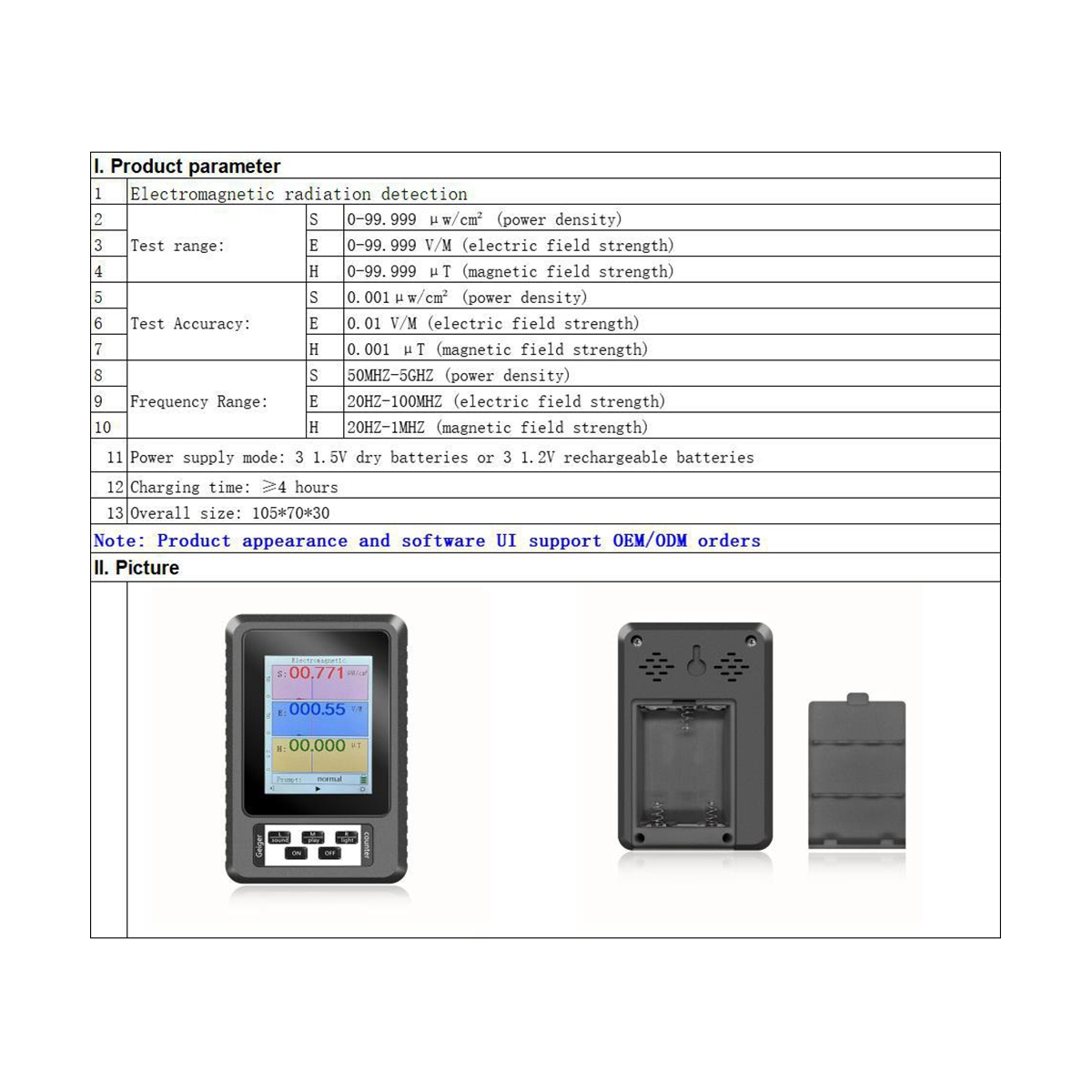 Portable Detector EMF Meter Dosimeter Monitor Tester