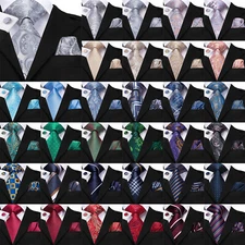 Mens Ties Solid Paisley Striped Checks Necktie Cufflinks Set Wedding Formal 