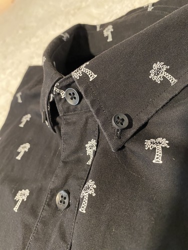 Nixon Shirt Mens Adult Medium Black W/palm Trees Short Sleeve Button-Down Casual - Picture 8 of 8