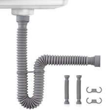 1-1/2" P-Trap Pipe, Flexible Sink Drain Pipe Expandable 11"-34.5" Tubing Pipe