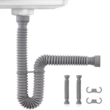 1-1/2" P-Trap Pipe, Flexible Sink Drain Pipe Expandable 11"-34.5" Tubing Pipe