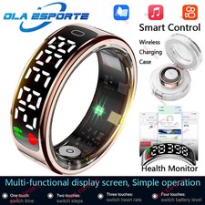 Smart Ring with Display Screen and Touch, Wireless Charging Case, Health Monitor